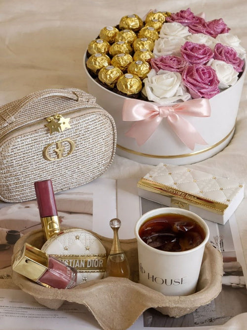 Glitter Rose and Chocolate Gift Box – Half, Heart or Circle Design
