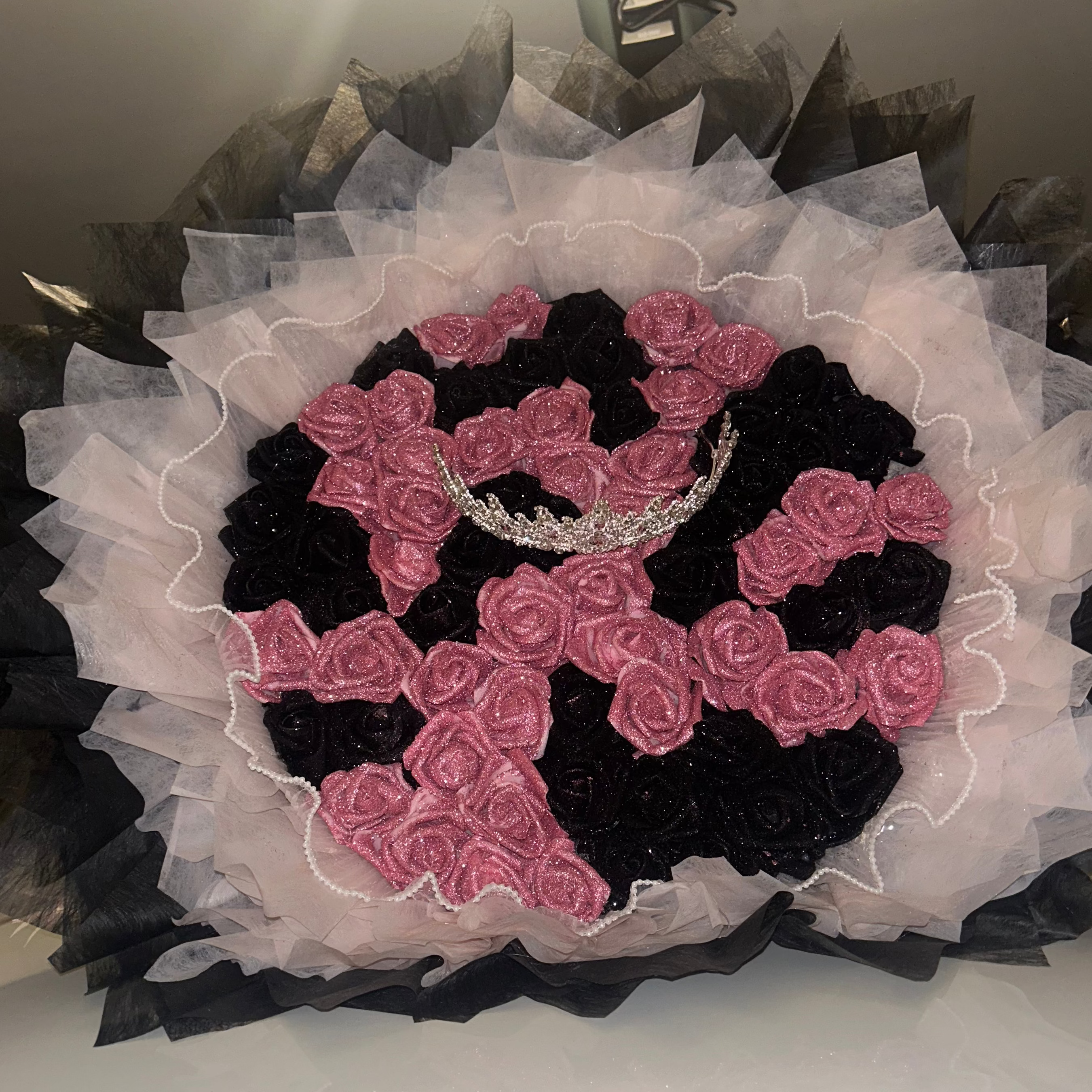 Pink & Black Glitter Bouquet
