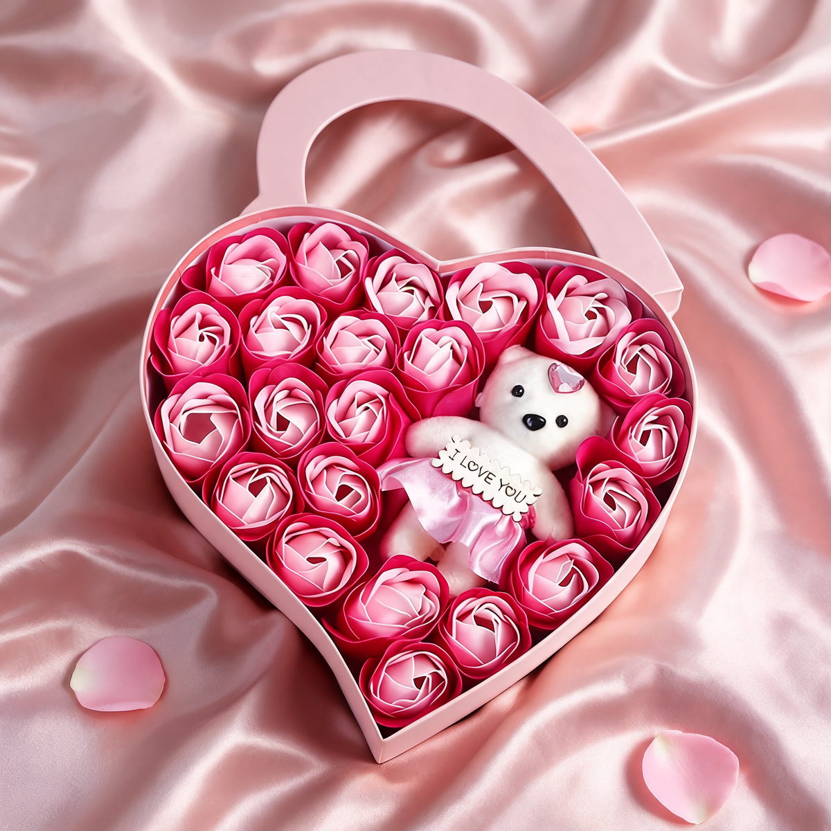 Soap Rose & Teddy Heart Gift Box | For Hers Truly